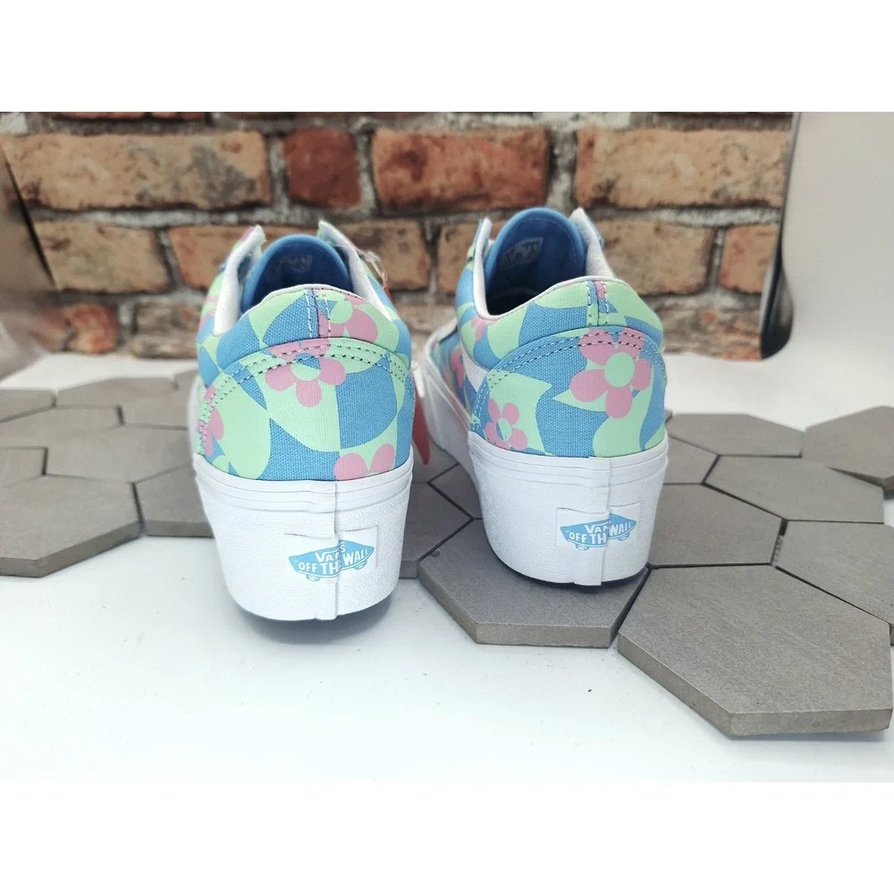 Vans Old Skool Stacked 2in Platform 70s Groovy Floral Checkerboard Women 5.5 /4Y - Picture 9 of 11